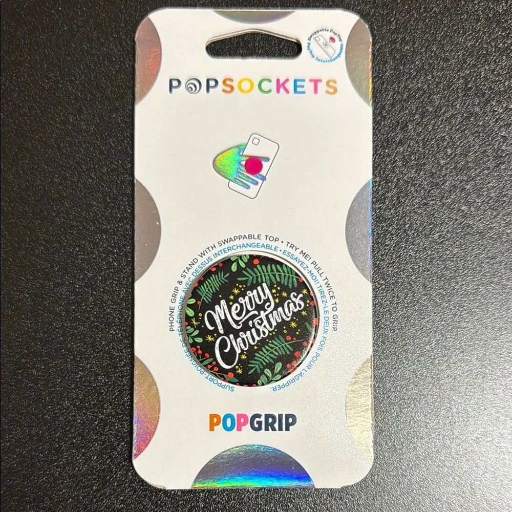 PopSocket PopGrip - Festive Merry Christmas Black